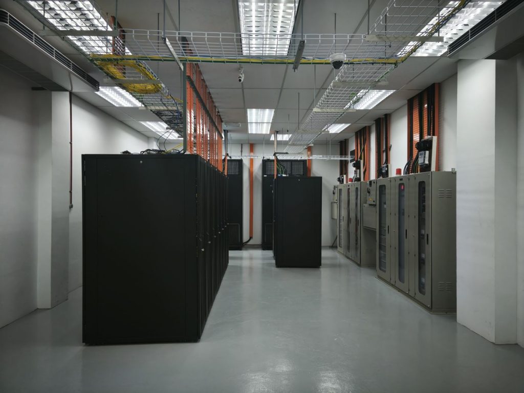 Equipment racks in the SGS server room